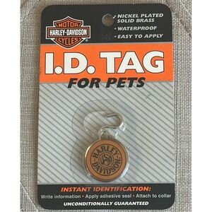 Harley‎ Davidson Pet ID Tag Nickel Plated Solid Brass Waterproof Easy Apply